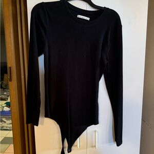 Abercrombie & Fitch Black Asymmetrical Long Sleeve Bodysuit